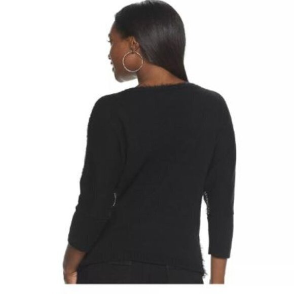 Jennifer Lopez Womens Teal Metallic Scoop Neck Soft Knit Sweater Sz M New - Picture 2 of 11